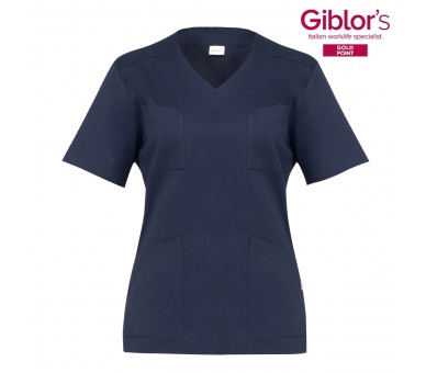 Casacca a V Donna Cotone Blu