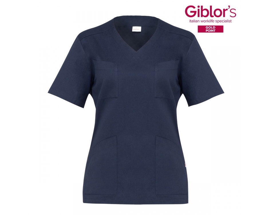 Casacca a V Donna Cotone Blu