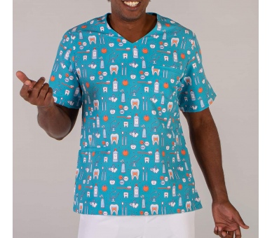 Casacca a V Microfibra Fantasia