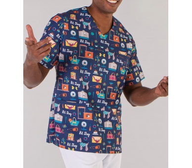 Casacca a V Microfibra Fantasia