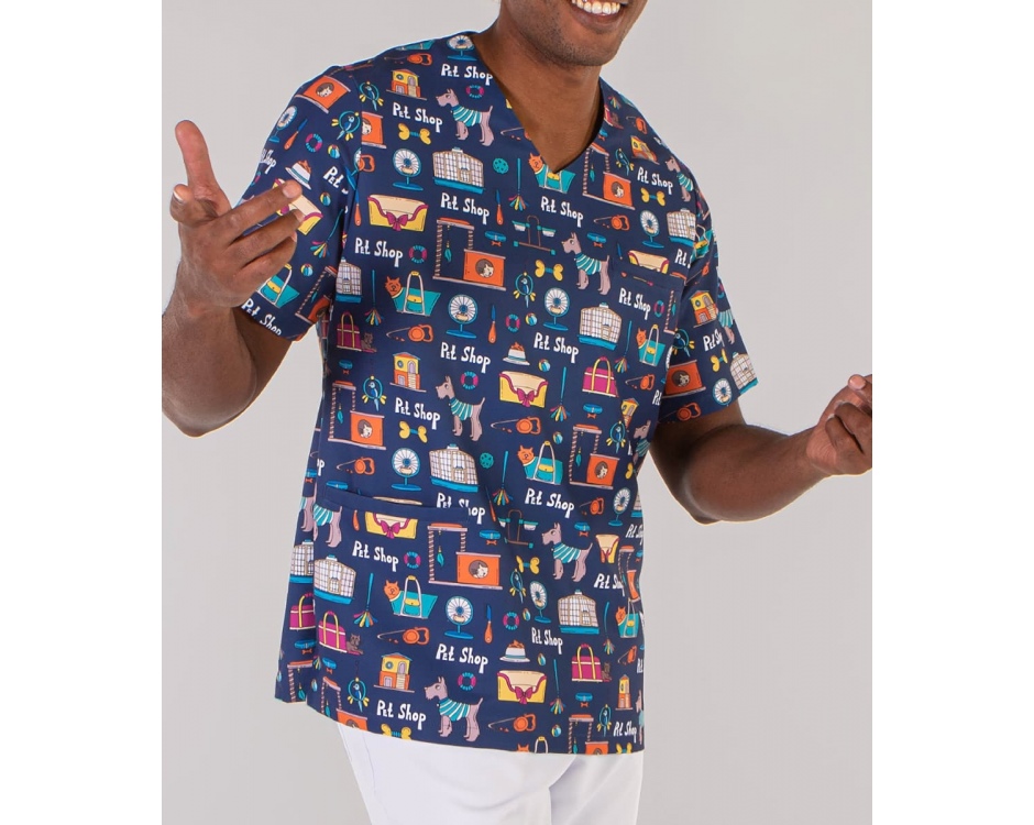 Casacca a V Microfibra Fantasia