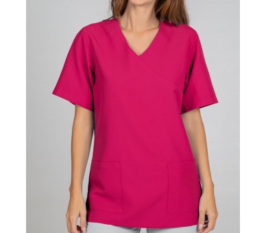 Casacca a V Microfibra Rosa Fragola