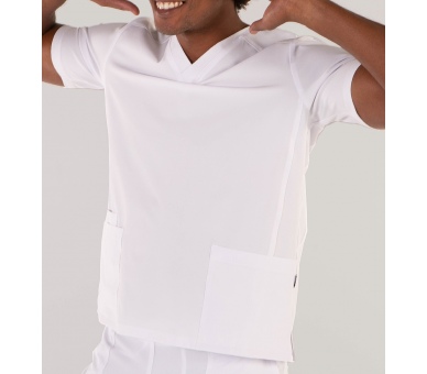Casacca a V Uomo Microfibra Stretch Bianco
