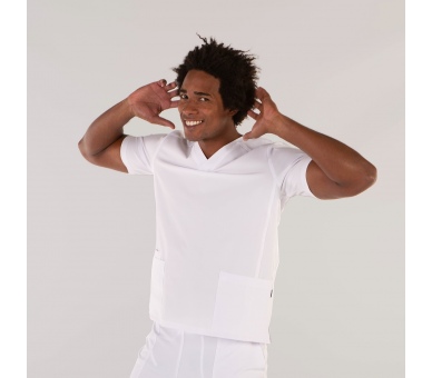 Casacca a V Uomo Microfibra Stretch Bianco
