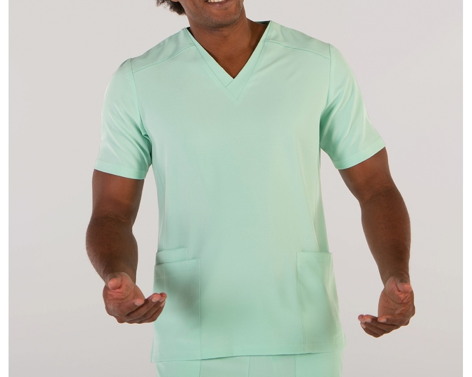 Casacca a V Uomo Microfibra Stretch Verde Acqua