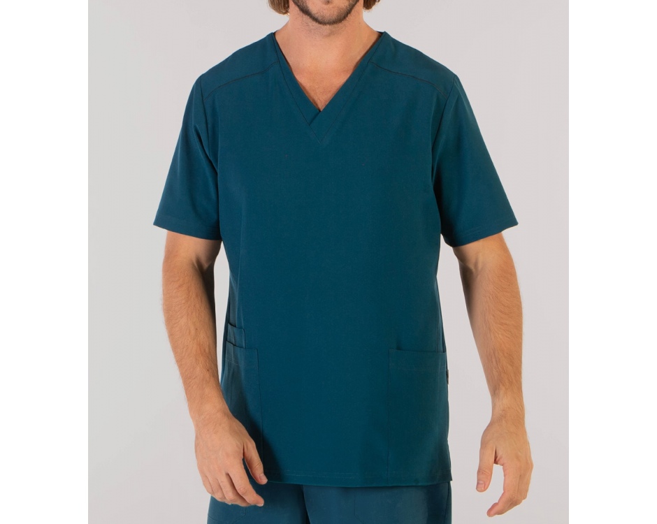 Casacca a V Uomo Microfibra Stretch Petrolio