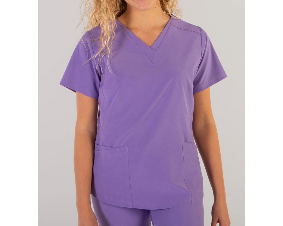 Casacca a V Donna Microfibra Stretch Lilla