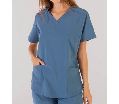 Casacca a V Donna Microfibra Stretch Avio
