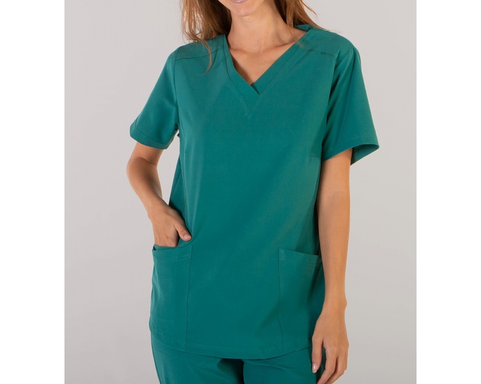 Casacca a V Donna Microfibra Stretch Verde