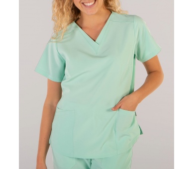 Casacca a V Donna Microfibra Stretch Verde Acqua