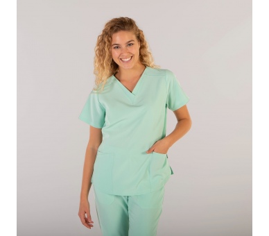 Casacca a V Donna Microfibra Stretch Verde Acqua