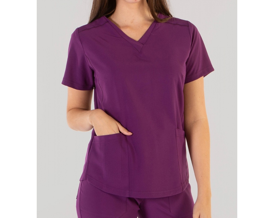 Casacca a V Donna Microfibra Stretch Viola