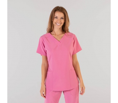 Casacca a V Donna Microfibra Stretch Rosa