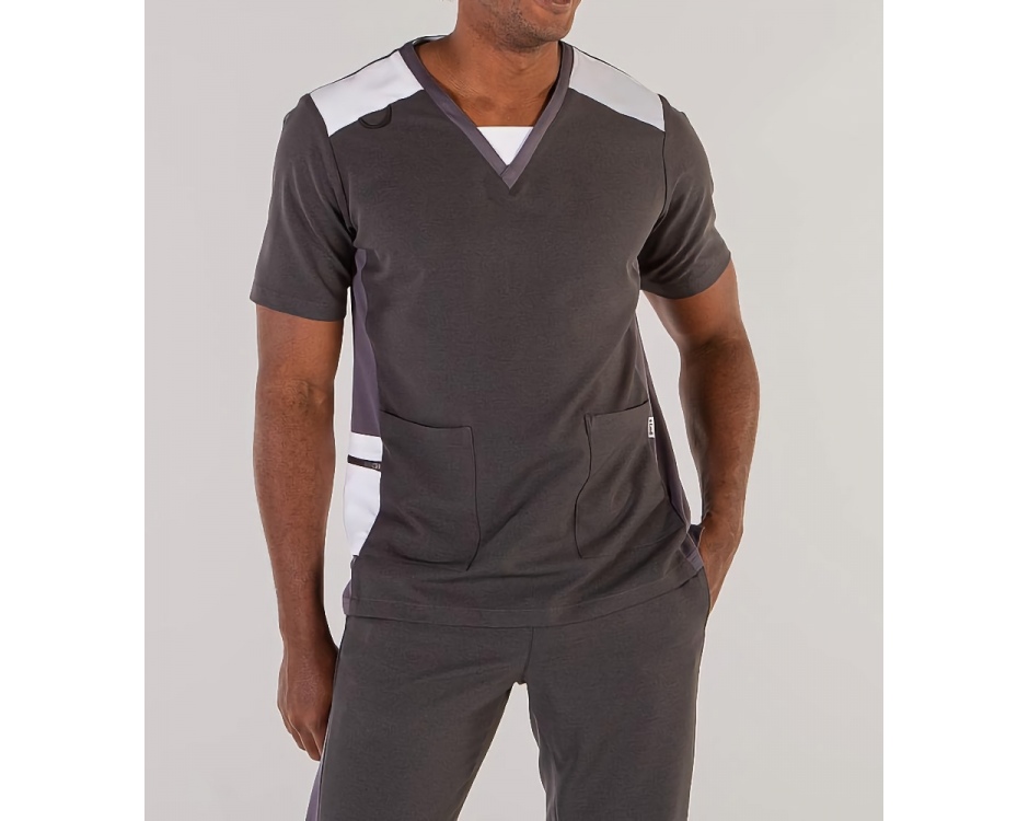 Casacca a V Uomo Microfibra Stretch Grigio Scuro