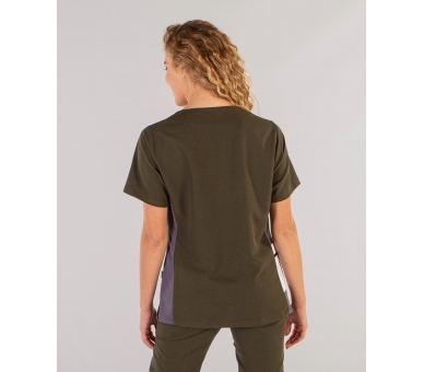 Casacca a V Donna Microfibra Stretch Verde Kaki